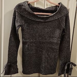 NWT NY&Co Women Metallic off-shoulder neckline long sleeve top Medium